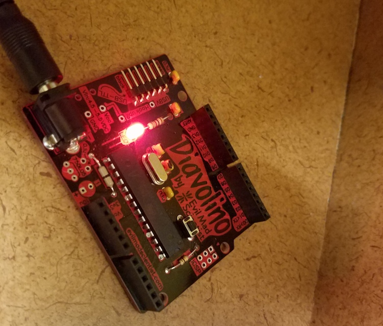 Small Diavolino circuit board with LED